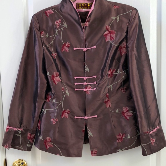 Elegant oriental blazer (brown and pink) - Picture 1 of 6